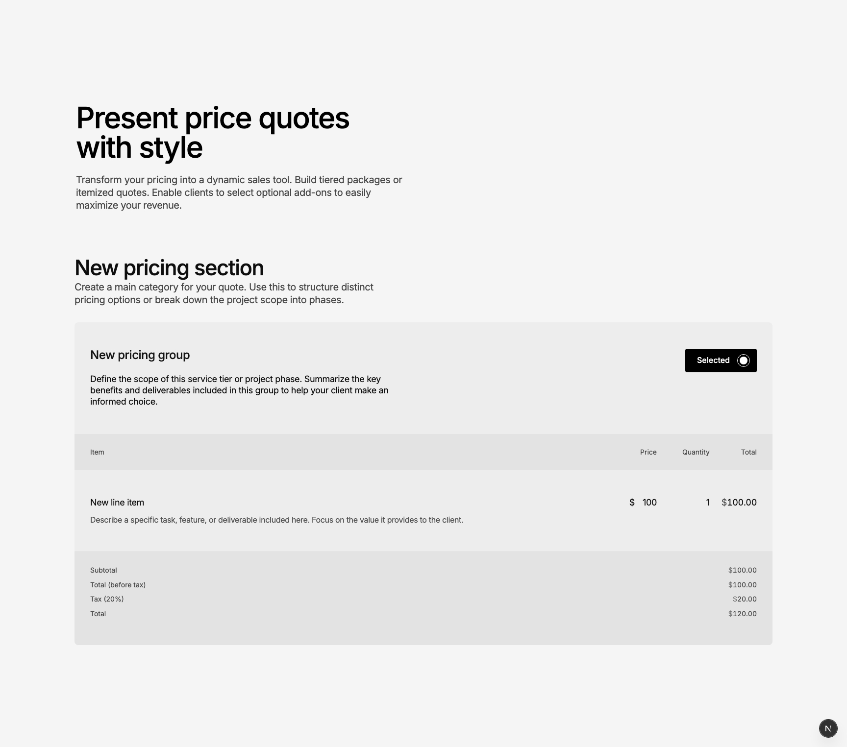 Tiered packages